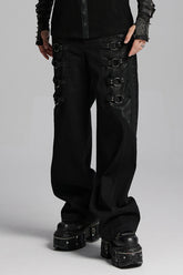 Pantalon Punk pour Homme en Maille avec Anneaux Noirs